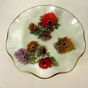 1970s English Pilkington Chance Floral Serving Dish